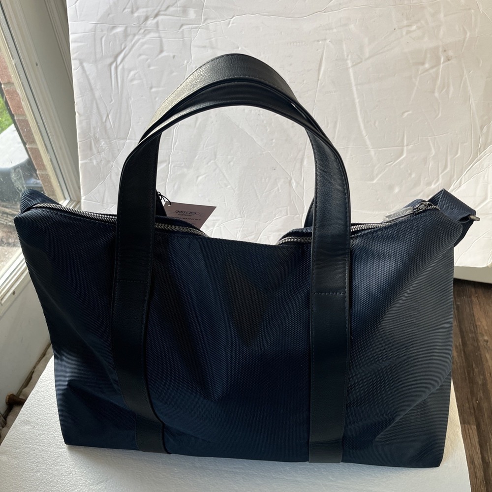 Jimmy Choo Parfums Navy Duffle Weekender Bag W/ Shoulder Strap Travel Tote New - Picture 12 of 16